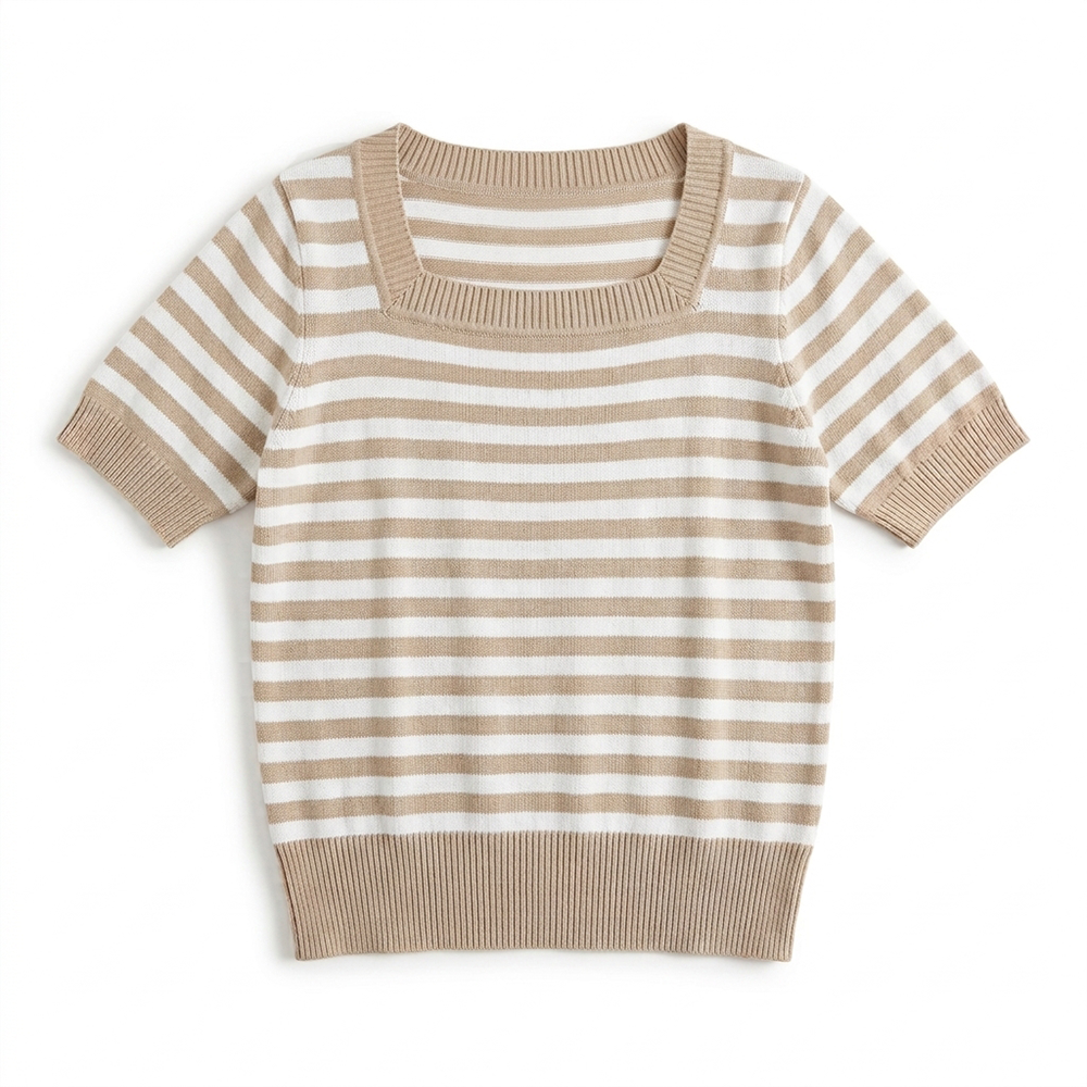 SHEIN Blusa de Rayas Beige