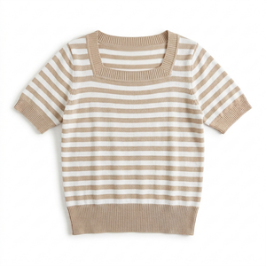 SHEIN Blusa de Rayas Beige