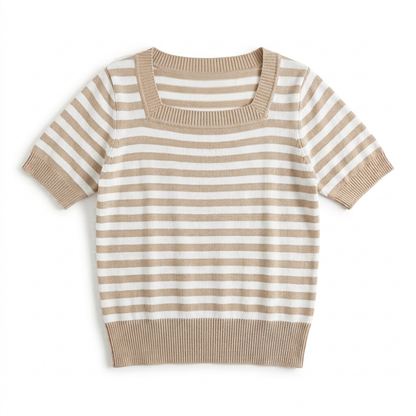 SHEIN Blusa de Rayas Beige