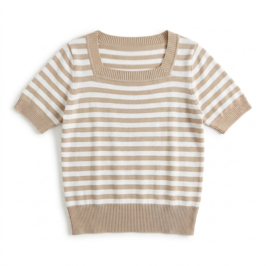 SHEIN Blusa de Rayas Beige