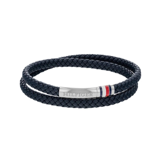 Tommy Hilfiger Brazalete Trenzado Doble de Leather