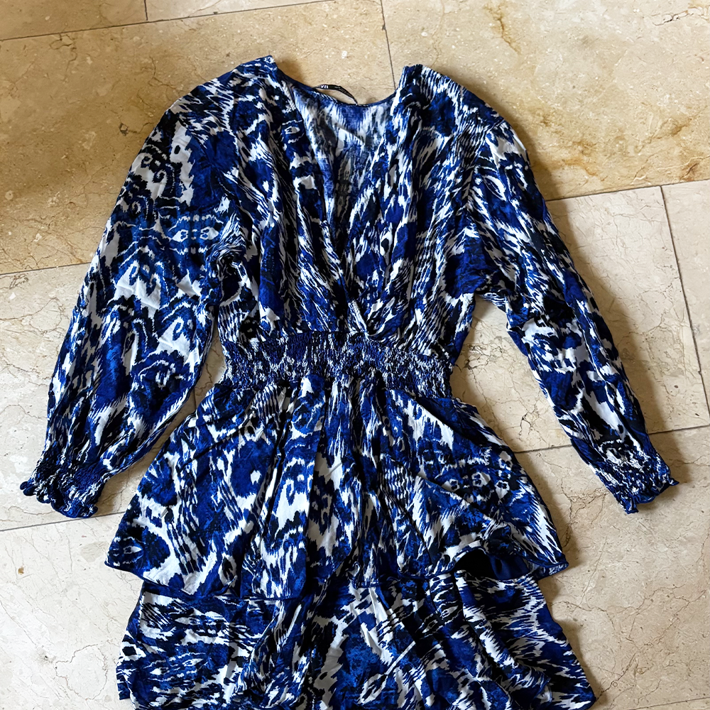 Zara Vestido Patrón Azul (M)