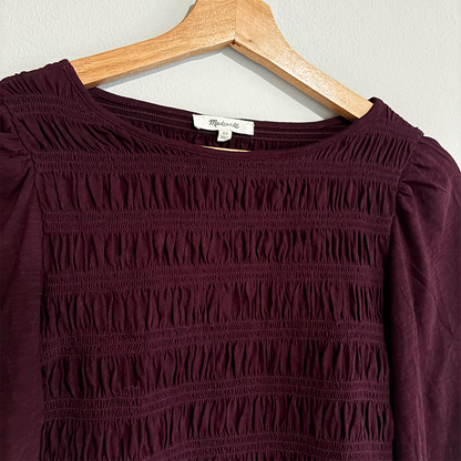 Madewell Smocked Boatneck Top (XS)