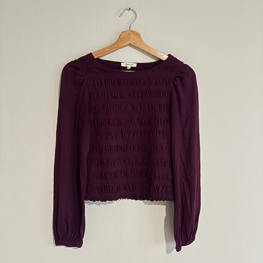 Madewell Smocked Boatneck Top (XS)