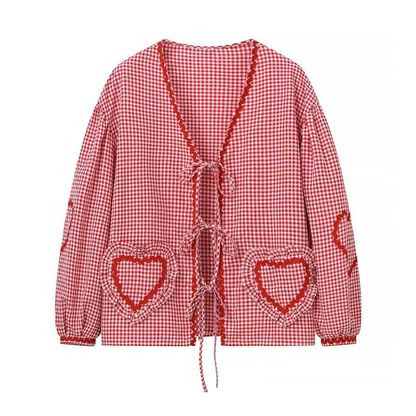 SHEIN Blusa Tie-Up de Corazones