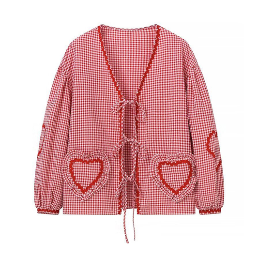 SHEIN Blusa Tie-Up de Corazones